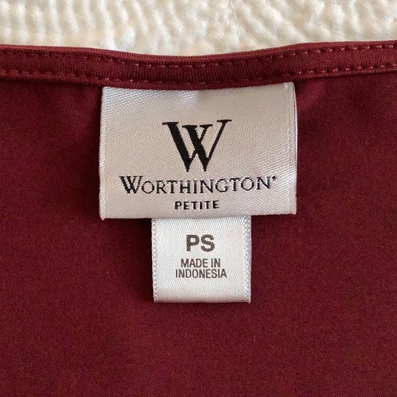 Worthington Wine Red Sleeveless Jersey Knit Sleeveless Sequined Top Size SP - Picture 3 of 10